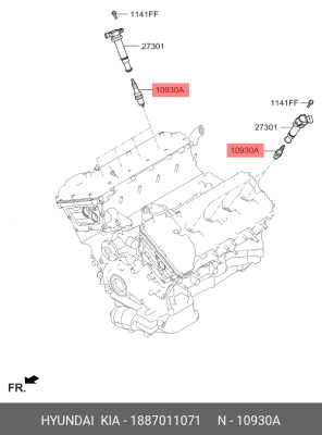 Свеча зажигания HYUNDAI Genesis G80 OE 1887011071 HYUNDAI KIA