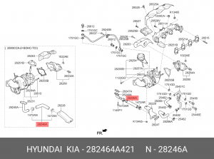 шланг турбокомпрессора!\ KIA Sorento 282464A421 HYUNDAI