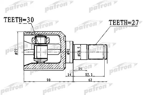 ШРУС внутренний 27X41X30 MITSUBISHI GALANT EA3AEA8A USA 96-03 PCV1760 PCV1760 PATRON