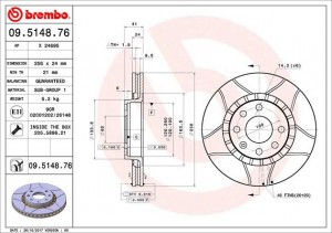 Диск тормозной Brembo MAX 09.5148.76 09514876 BREMBO