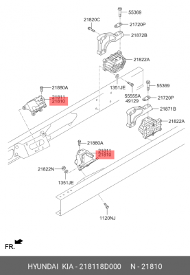 Подушка HYUNDAI UniverseSpace двигателя передняя OE 218118D000 HYUNDAI KIA