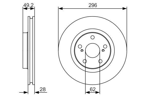 Диск тормозной передний 0986479S22 0 986 479 S22 BOSCH