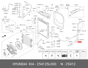 Патрубок HYUNDAI HD65,78,БОГДАН дв.D4GA радиатора нижний OE 254125L000 HYUNDAI KIA