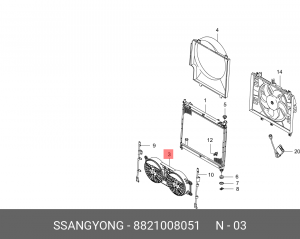Вентилятор SSANGYONG Rexton (03-) (D27) кондиционера электрический в сборе OE 8821008051 SSANG YONG