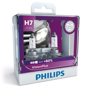 Лампа 12V H7 55W PX26d +60% бокс (2шт.) Visionplus PHILIPS 12972VPS2 PHILIPS