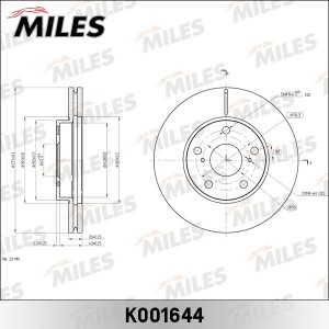 Диск тормозной передний D277мм TOYOTA AURIS/COROLLA E15/E18 (TRW DF6679) K001644 K001644 MILES