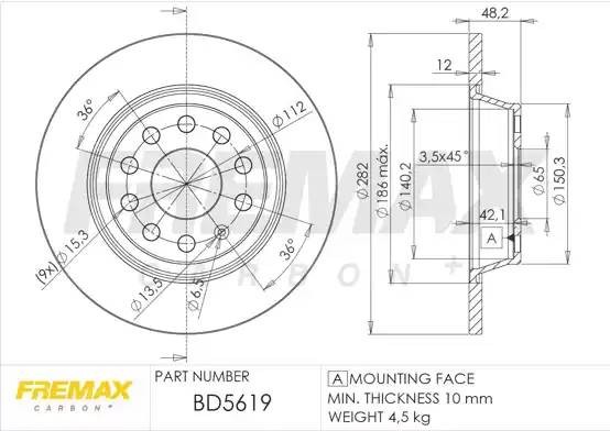 диск тормозной задний!\ VW Passat 1.6&2.0FSI/1.9&2.0TDI 05> BD5619 FREMAX