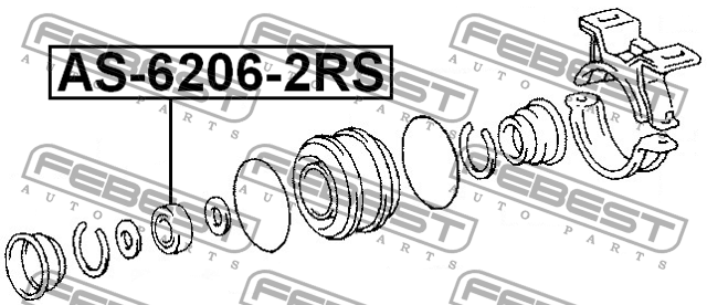 Подшипник подвесной KIA Sorento,Sportage MAZDA 323,626,3,6 вала карданного FEBES AS-6206-2RS FEBEST