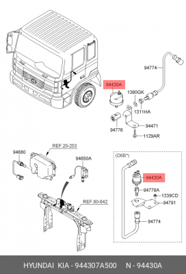 Датчик давления масла HYUNDAI HD170,270,370,500,Universe дв.D6GA,D6CC OE 944307A500 HYUNDAI KIA