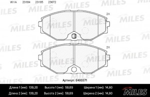 Колодки тормозные передние (без датчика) (Смесь Low-Metallic) NISSAN MAXIMA QX ( E400371 MILES