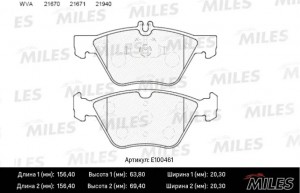 Колодки тормозные передние (Смесь Semi-Metallic) MERCEDES W210/211/208 200-320 ( E100461 MILES