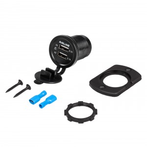 Розетка автомобильная встраиваемая влагозащищенная 12-24V 2 USB (5V 2.1А+2.1А) A ACS-2U-02 AIRLINE