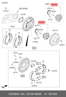 Ступица KIA Cerato (08-) задняя (АБС) OE 527301M000 HYUNDAI KIA