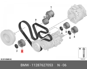 Ролик приводного ремня BMW 7 (F01,F02) обводной OE 11 28 7 627 053 BMW