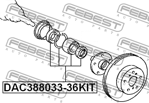 Подшипник ступицы передний TOYOTA CALDINA AT211,CT216,ST21# 1997.08-2002.09 DAC3 DAC388033-36KIT FEBEST