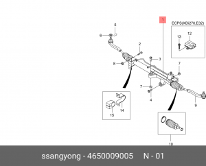 Рейка рулевая SSANGYONG Actyon (06-),Kyron (05-),Actyon Sports (06-),Rexton (06- 4650009005 SSANG YONG