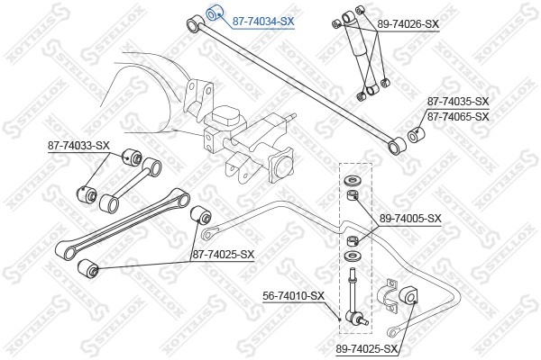 сайлентблок зад. попереч. тяги п.!\Nissan Terrano WD21/R20/R50 87>/Vanette 86-92 87-74034-SX STELLOX