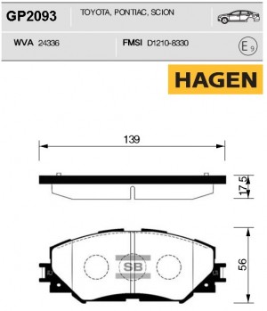 колодки дисковые передние! HAGEN\ Toyota Rav 4 2.4/3.5i/2.4D 4WD 06> GP2093 HAGEN