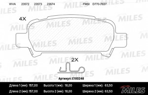 Колодки тормозные передние (без датчика) (Смесь Semi-Metallic) (SUBARU LEGACY/OU E100248 MILES
