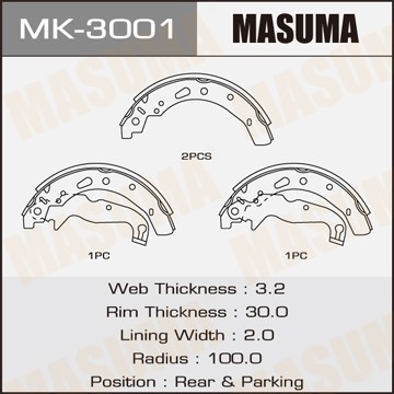 колодки тормозные барабанные!\ Ford Fiesta 1.25-1.6i/1.4-1.6TDCi, Mazda 2 1.3-1. MK3001 MASUMA