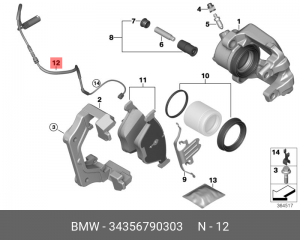 Датчик износа тормозных колодок BMW X3 (F25) передний OE 34 35 6 790 303 BMW