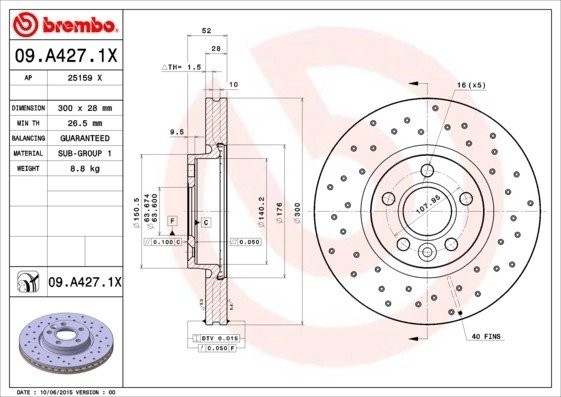 Диск перфорированный Brembo Xtra 09.A427.1X 09.A427.1X BREMBO