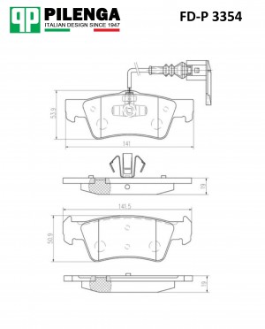 Колодки тормозные задние 141,5(141)х50,9(53,9)х19 VAG VW T5 FD-P3354 FDP3354 PILENGA