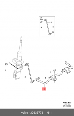стабилизатор передний!\ Volvo XC90 all 30635778 VOLVO