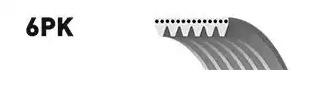 Поликлиновой ремень 6PK1708 (8653-10370) 6-PK-1708 GATES