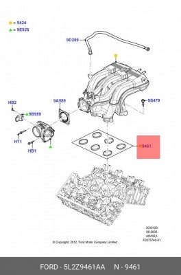 Прокладка коллектора FORD Explorer (USA) впускного OE 5L2Z-9461-AA FORD