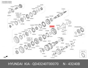 Шестерня КПП HYUNDAI HD65,78 (M035S5) вала вторичного 1-й передачи OE QD43240T00070 HYUNDAI KIA