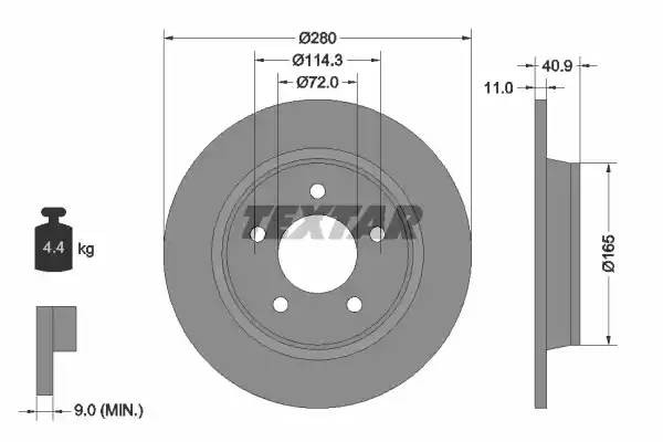 Диск тормозной MAZDA 3,5 задний (1шт.) TEXTAR 92130600 TEXTAR