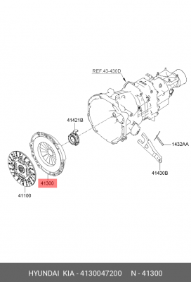 Корзина сцепления HYUNDAI HD35 (17-),Porter 2 (12-) KIA Bongo 3 (12-) (2.5-A2) O 4130047200 HYUNDAI KIA