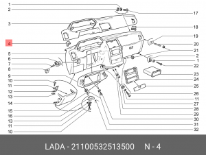 Заглушка ВАЗ-2110 панели приборов левая АвтоВАЗ 21100532513500 LADA VAZ