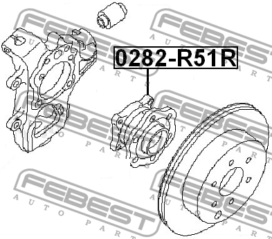 Ступица в сборе задняя NISSAN PATHFINDER R51M 2005.01-2014.11 0282-R51R 0282-R51R FEBEST