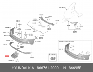 86676L2000 866762000 ЗАЩИТА БАМПЕРА 86676L2000 MOBIS