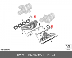 Кольцо уплотнительное BMW X5 (E70) турбокомпрессора ОЕ 11 62 7 576 991 BMW