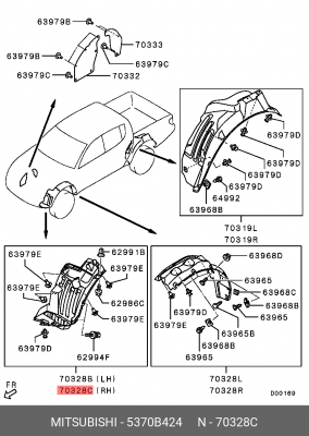 подкрылок! передний правый передняя часть (сапожок)\ Mitsubishi L200 06-16 5370B424 MITSUBISHI