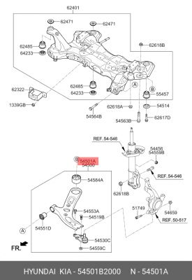 Рычаг подвески KIA Soul (13-) передней правый OE 54501B2000 HYUNDAI KIA