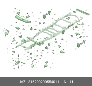 Кронштейн УАЗ-3162 амортизатора переднего правый верхний (ОАО УАЗ) 316200290554011 UAZ UAZ