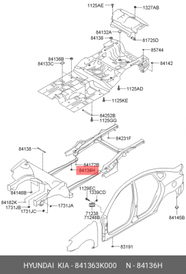 заглушка панели пола!\ Hyundai, KIA 841363K000 HYUNDAI