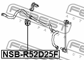 Втулка стабилизатора NISSAN Pathfinder (R52R) (14-) (2.5/3.5) переднего FEBEST NSB-R52D25F FEBEST