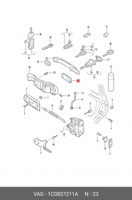 прокладка ручки двери!\ VW Touareg 03-10 1C0 837 211 A VAG
