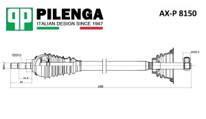 Привод левый короткий LARGUS 8V, LOGAN, DACIA, SANDERO AX-P8150 AXP8150 PILENGA