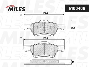 Колодки тормозные передние (Смесь Semi-Metallic) FORD MAVERICK/MAZDA TRIBUTE 2.4 E100406 MILES