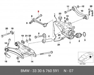 болт подвески!\ BMW E39/E60/E38/E65/X5 all 94> 33 30 6 760 591 BMW