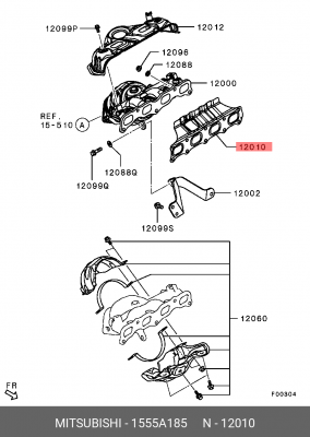 Прокладка коллектора MITSUBISHI Outlander (2.4) выпускного OE 1555A185 MITSUBISHI