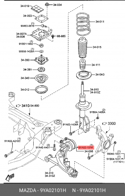 Болт MAZDA OE 9YA0-21-01H MAZDA