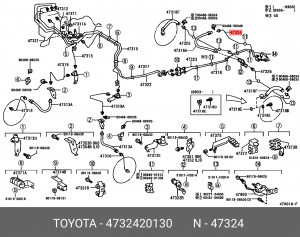 трубка тормозная! задняя левая\ Toyota Carina AT190/AT191/AT192/CT190 47324-20130 TOYOTA