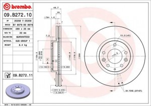 Диск тормозной MAZDA 6 (08-12) передний (1шт.) BREMBO 09.B272.10 BREMBO